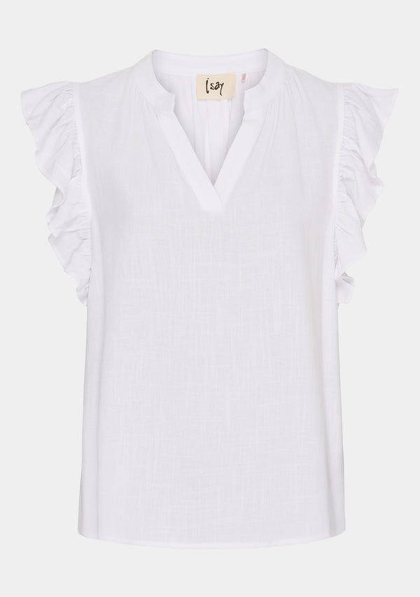 I SAY Pearl Flounce Top Tops 100 White