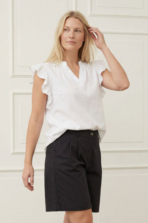 I SAY Pearl Flounce Top Tops 100 White