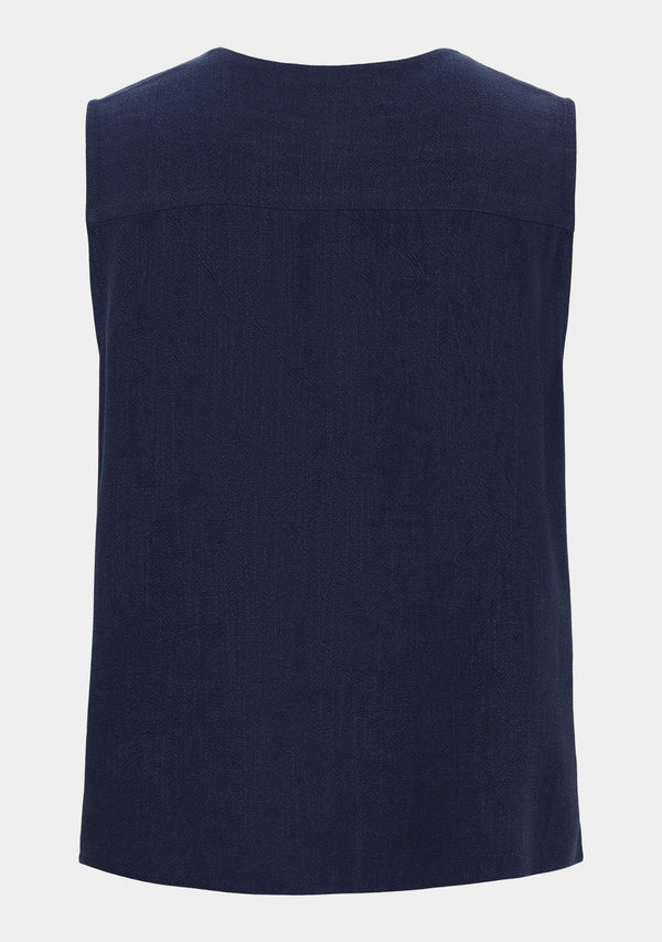 I SAY Pearl V-Neck Top Tops 640 Navy