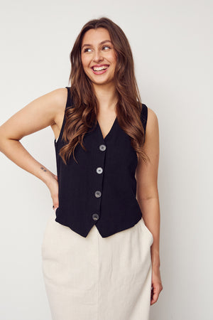 I SAY Pearl Waistcoat Vest 900 Black