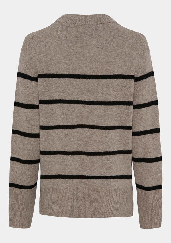 I SAY Robin O-Neck Pullover Knitwear M29 Potato w/Black Stripe