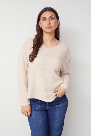 I SAY Robin V-Neck Pullover  Knitwear 146 Cream