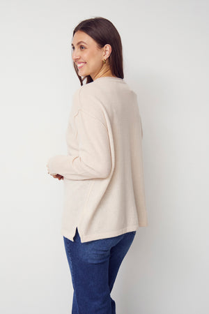 I SAY Robin V-Neck Pullover  Knitwear 146 Cream
