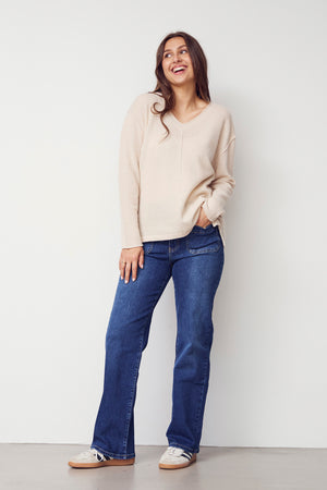 I SAY Robin V-Neck Pullover  Knitwear 146 Cream