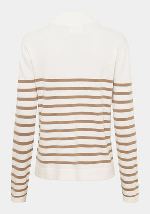 I SAY Rubi Highneck Pullover Knitwear L80 Broken White w/camel