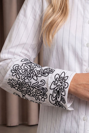 I SAY Sigga Embroidery Shirt Shirts N67 White Pinstripe