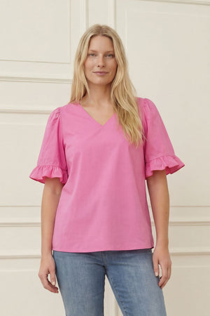 I SAY Sigga Flounce Blouse Blouses 550 Fresh Pink