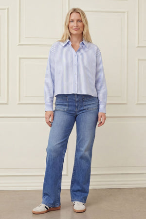 I SAY Sigga Shirt Jacket Shirts N38 Light Blue/White Stripe