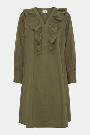 I SAY Sigga V-Flounce Dress Dresses 885 Khaki