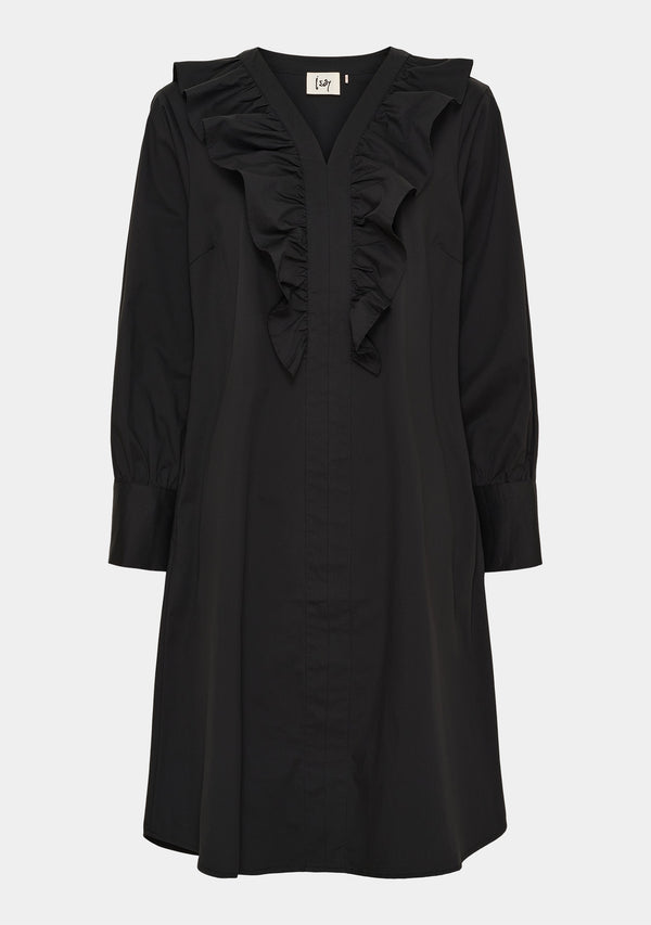 I SAY Sigga V-Flounce Dress Dresses 900 Black