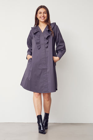 I SAY Sigga V-Flounce Dress Dresses 911 Grey