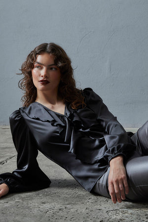 I SAY Steff Flounce Blouse Blouses 900 Black