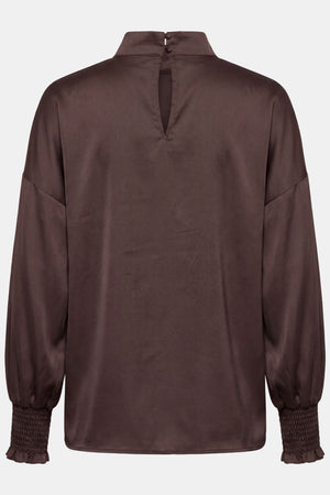 I SAY Steff Highneck Blouse Blouses 356 Dark brown