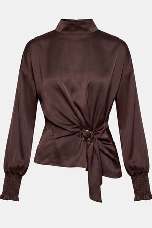 I SAY Steff Highneck Blouse Blouses 356 Dark brown
