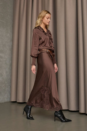I SAY Steff Lace Skirt Skirts 356 Dark brown