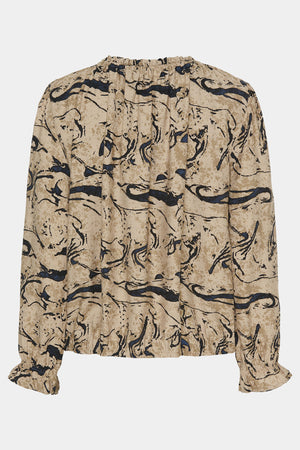 I SAY Tanna Printed Blouse Blouses M08 Camel w/Black Brush
