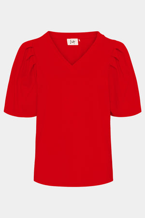 I SAY Tinni V-Neck T-Shirt T-Shirts 432 Fresh Red