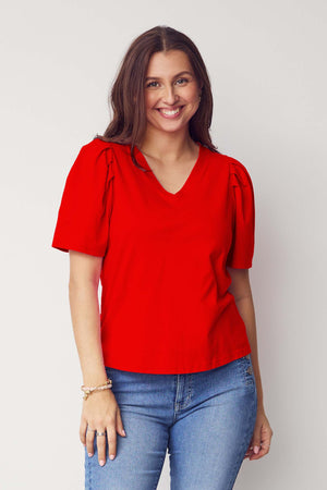 I SAY Tinni V-Neck T-Shirt T-Shirts 432 Fresh Red