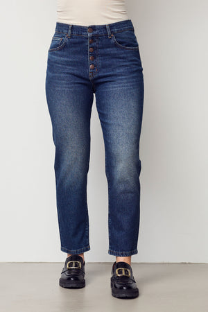 I SAY Torino Cropped Jeans Pants M21 Dark Marble Denim