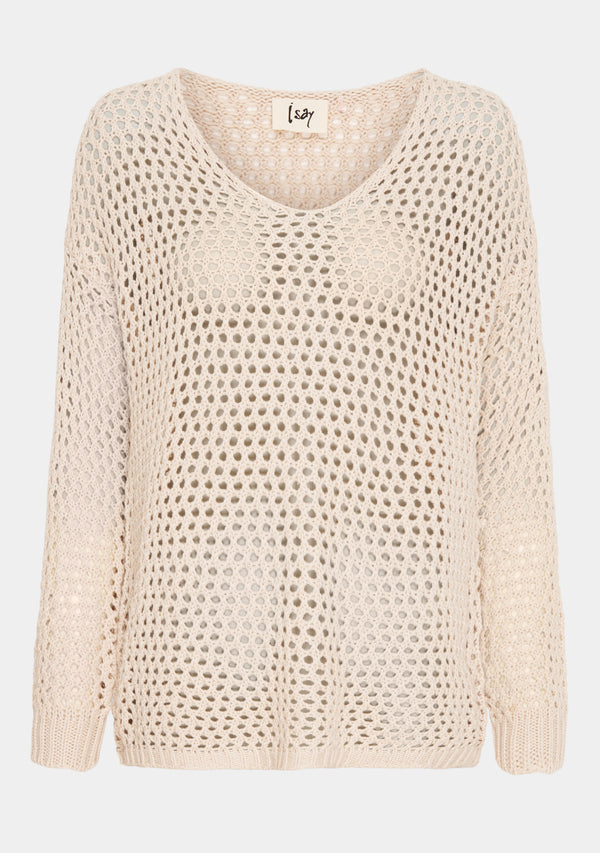 I SAY Tulle Knit Knitwear 112 Sand
