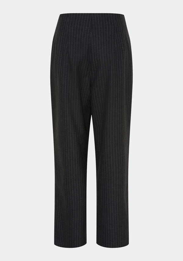 I SAY Veneto Striped Highwaist Pant Pants K51 Dark Grey Pinstripe