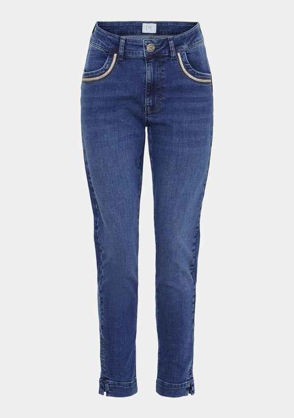 I SAY Verona Deco Jeans Pants 700 Mid Denim Wash