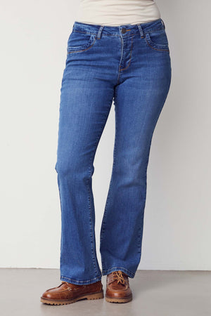 I SAY Verona Flare Jeans Pants 700 Mid Denim Wash