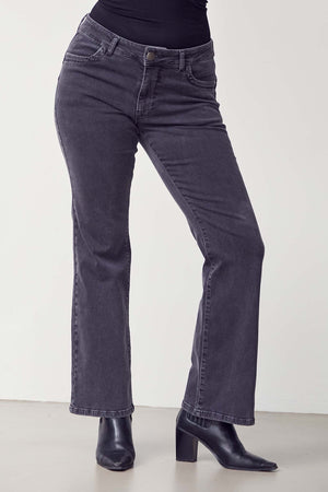 I SAY Verona Flare Jeans Pants 958 Dark Grey Wash