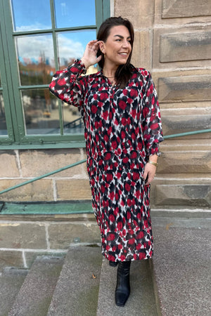 I SAY Vibse Long Dress Dresses H89 Red Abstraction