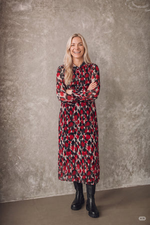 I SAY Vibse Long Dress Dresses H89 Red Abstraction