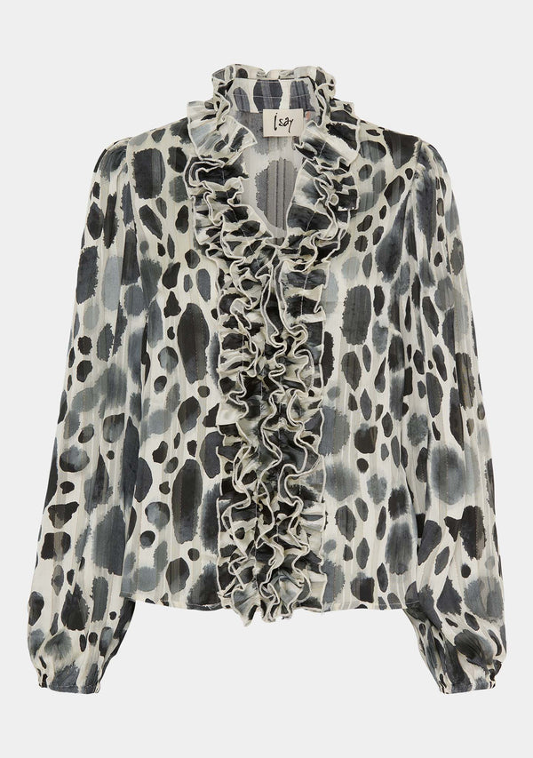 I SAY Vibse Ruffle Blouse Blouses M48 Grey Bomb