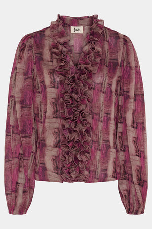 I SAY Vibse Ruffle Blouse Blouses N04 Potato/Cerise Flow
