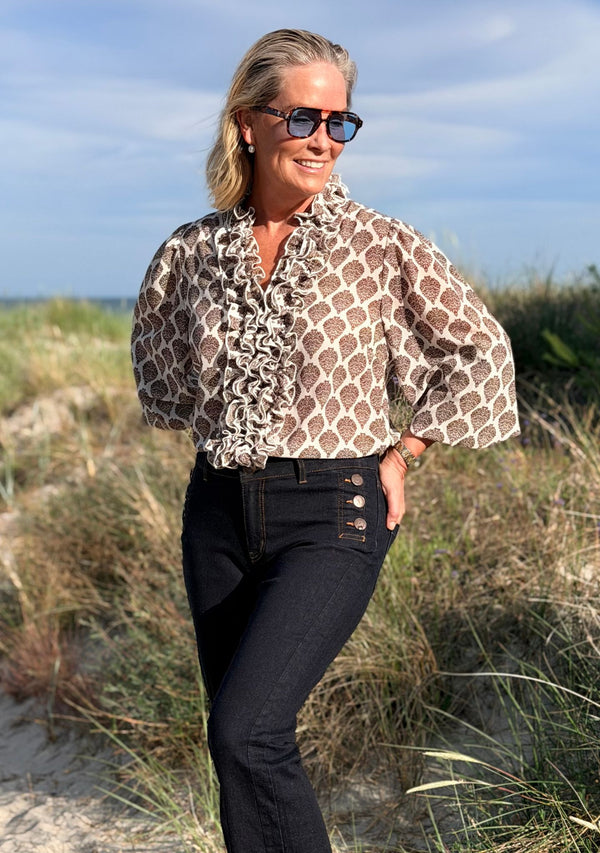 I SAY Vibse Ruffle Blouse Blouses N85 Heritage Damask