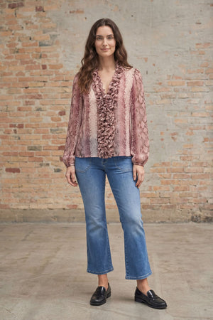 I SAY Vibse Ruffle Blouse Blouses N86 Rose Snake