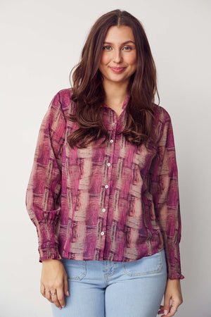 I SAY Vibse Shirt Shirts N04 Potato/Cerise Flow