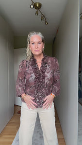 I SAY Obi Ruffle Blouse Blouses P14 Brown Flower