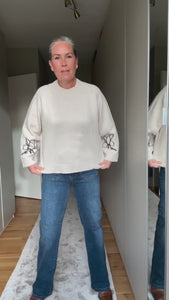 I SAY Gwen Deco Pullover Knitwear N16 Creamy w/Black