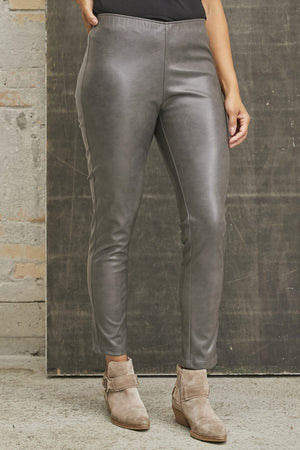 I SAY Helena PU Legging Pants 957 Dark Grey