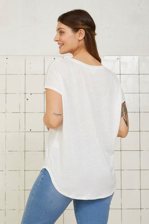 I SAY Tess O-Neck T-Shirt T-Shirts 101 Broken White